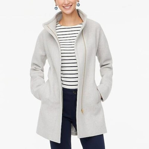 NWT J. Crew City Coat Light Grey Dusk Wool Blend Style AB945 Women's Size 14